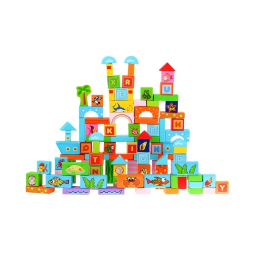 Zestaw drewnianych klocków 